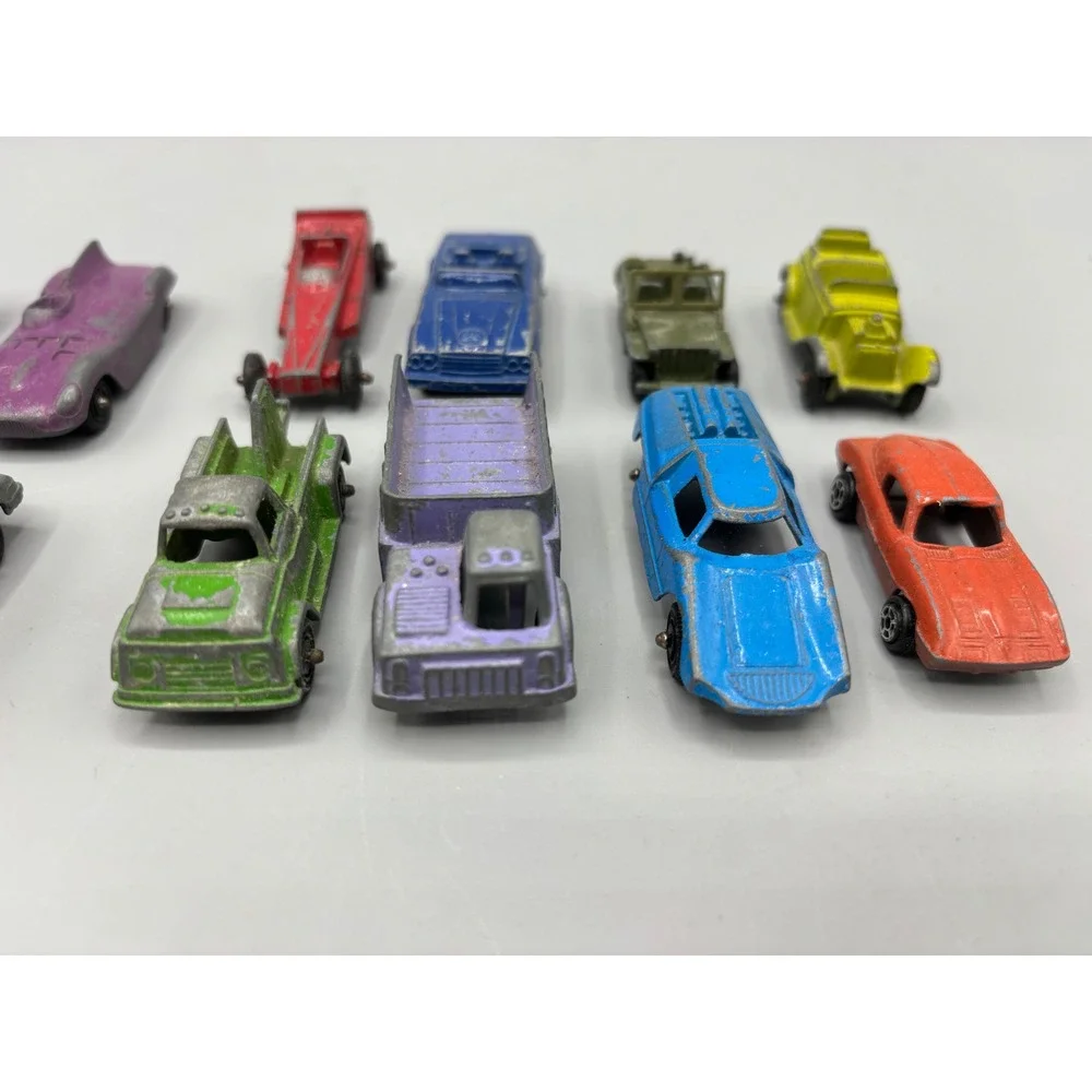 Vintage Diecast Toy Car Lot 12pc Tootsietoy 1967 Zylmex Jeep Mixed Models 1482